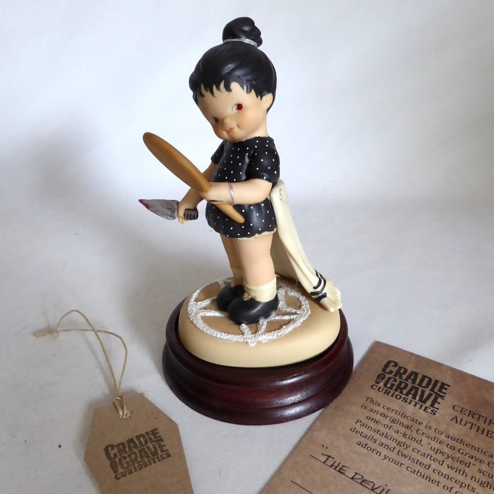 NEW OOAK WEDNESDAY ADDAMS CURIOSITIES UPCYCLED GOTHIC HALLOWEEN HORROR FIGURE